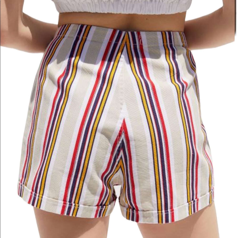 Urban Outfitters Molly Striped Button Fly Shorts - Picture 2 of 5